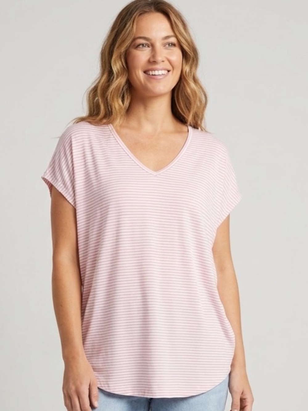 Pink and White Stripped Tunic Top